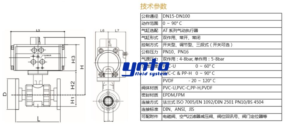 法蘭式氣動塑料球閥技術參數 法蘭式氣動塑料球閥技術參數